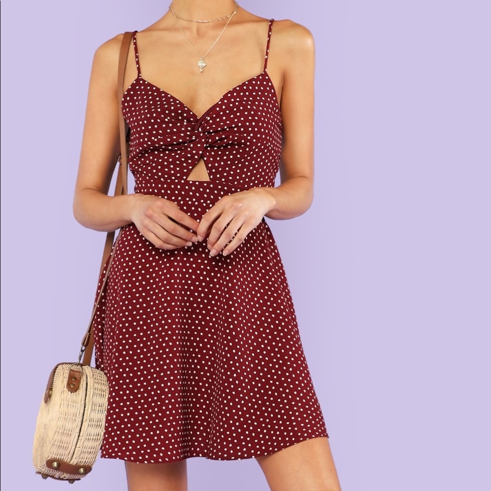 EUC Red Polka Dot open back dress